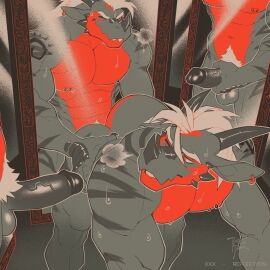 2024 abs anal anal_sex anthro anthro_on_anthro anthro_penetrated anthro_penetrating anthro_penetrating_anthro ass big_pecs big_penis biped bodily_fluids bonfiredemon digital_media_(artwork) dragon ear_piercing ear_ring erection foreskin from_behind_position genitals group hi_res horn male male/male male_penetrated male_penetrating male_penetrating_male muscular muscular_anthro muscular_male mythological_creature mythological_scalie mythology nipple_piercing nipples pecs penetration penile penile_penetration penis penis_in_ass piercing red_body restricted_palette retracted_foreskin ring_piercing scalie sex square_crossover sweat uncircumcised vein veiny_penis