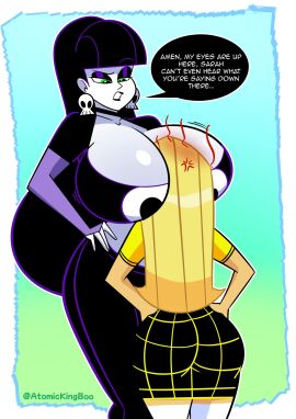 2girls ass atomickingboo big_ass big_breasts big_butt black_hair black_lipstick blonde_hair breast_smother breasts bust busty curvaceous curvy curvy_figure dark_hair digital_media_(artwork) female female_focus gigantic_breasts goth goth_girl gothic green_eyes hips hourglass_figure huge_ass huge_breasts human large_ass large_breasts legs light-skinned_female light_skin lindel_dollice_quilten massive_breasts mature mature_female oc ocs original original_character original_characters pale-skinned_female pale_skin round_ass round_breasts round_butt sarah_mcneil the_besties_(atomickingboo) thick thick_hips thick_legs thick_thighs thighs voluptuous voluptuous_female waist wide_hips