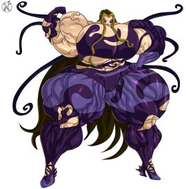 abs artist_logo big_breasts bodysuit breasts brown_hair commission commissioner_upload darcy_(winx_club) dark_gold_eyes dark_purple_bodysuit dark_purple_eyeshadow dark_sirenix deviantart_link dirty_blonde_bangs female fins_on_heels flexing grin high_heels hyper hyper_muscles long_hair muscles muscular muscular_arms muscular_female muscular_legs muscular_thighs nadoarts purple_lipstick pussy rainbow_(animation_studio) solo_female stiletto_boots tentacles thick_thighs veins visible_pussy winx_club witch