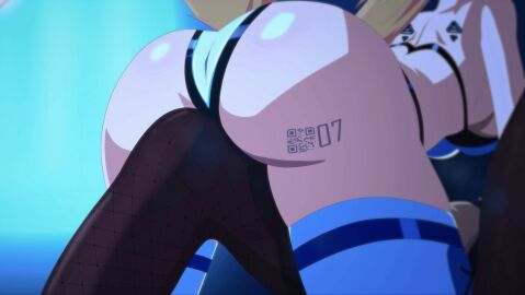 2girls android android_girl animal_ears animated ass ass_focus big_ass big_butt black_legwear blonde_hair bodysuit bouncing_ass corrupted cowgirl_position female femdom fishnets fox_girl foxyevoxy fx07 gif grinding grinding_on_leg heterochromia huge_ass huge_butt military_uniform multiple_females multiple_girls night original original_character ryuujinart streaked_hair teasing thighhighs virtual_youtuber yuri