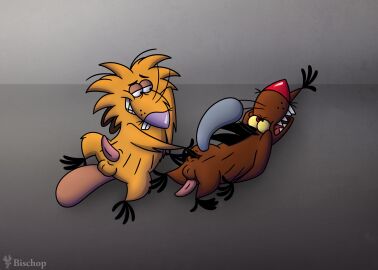 2boys 4_fingers 4_toes absurd_res anal anal_fingering animal_penis anthro anus artist_logo artist_name balls ballsack beaver biped bischop black_eyes body_fur brother brother_(lore) brothers_(lore) brown_body brown_fur buckteeth daggett_beaver duo erection feet fingering fingers furry_balls gay gay_sex genitals gradient_background hi_res incest_(lore) johnofe lying male male/male male_only mammal nickelodeon norbert_beaver nude nude_male penis perineum presenting purple_nose raised_tail red_nose rodent scrotum semi-anthro sharp_teeth sibling_(lore) simple_background sitting smile smooth_penis tail tapering_penis teeth testicles the_angry_beavers toes toony whiskers yellow_body yellow_fur