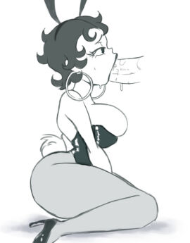 betty_boop betty_boop_(series) big_breasts blowjob breasts bunny_girl_suit cartoony fellatio female hoop_earrings kneeling male oral oral_sex penis playboy_bunny rubberhose thick_thighs thighs toon toony voluptuous voluptuous_female