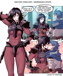 1boy assertive_female berengaria_(unicorn_overlord) english_text female kissing male no_sex wholesome