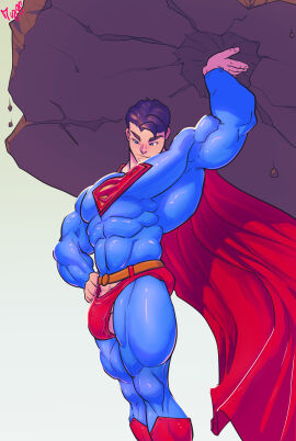 1boy balls bara bulge bulge_through_clothing clark_kent clothing dc dc_comics kal-el male male_focus male_only muscular muscular_male mygetawayart penis penis_outline solo_male superhero superman superman_(clark_kent) superman_(series) tight_clothing yaoi