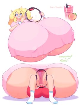 1girls averysoftpear big_breasts blonde_hair breast_focus breasts cassie_(theycallhimcake) female female_focus female_only giant_breasts gigantic_breasts huge_breasts hyper hyper_breasts joy-con laying_down massive_breasts mostly_clothed nintendo_controller nipple_bulge nipples ring_fit_adventure smile solo theycallhimcake top_heavy underboob