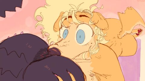 animated anthro big_ass blonde_hair female furry musk smashmat sniffing sniffing_anus tagme video yellow_body