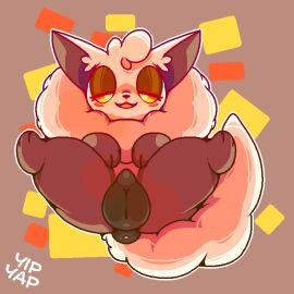 2024 animal_genitalia animal_pussy anus ass bedroom_eyes black_genitals black_pussy blush brown_body brown_fur canine_genitalia canine_pussy cremis female feral fur genitals glowing glowing_eyes hi_res looking_at_viewer narrowed_eyes pal_(species) palworld paws plump_labia pocketpair presenting presenting_hindquarters puffy_anus pussy raised_paw seductive solo tail yipyapossum