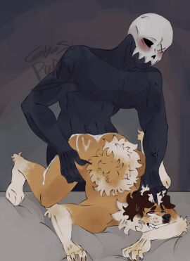 absurd_res anal anal_sex anthro big_dom_small_sub bone digital_media_(artwork) doggy_style dominant duo from_behind_position hi_res humanoid male male/male penetration sex shaded size_difference skull skull_head