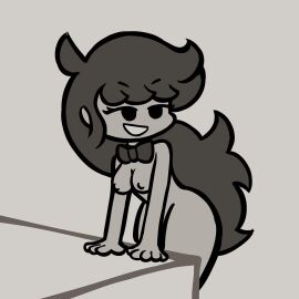 ass bowtie breasts completely_nude female fnf friday_night_funkin friday_night_funkin_mod greyscale incognitoaccount421 long_hair marie_(ghost_twins)_fnf monochrome no_color nude nude_female small_breasts tagme