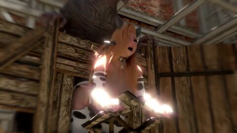 ) 3d_animation avarice(kleinvoimond) barn blonde_hair breeding_mount_use cowprint female horns huge_breasts kleinvoimond moaning_in_pleasure monster monster_fucking oc red_eyes tagme video