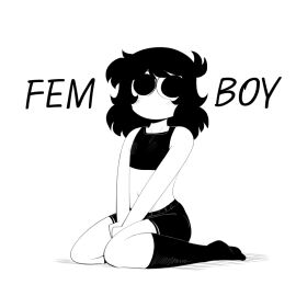 1boy clothed clothing crop_top femboy hair legwear male shirt simple_background solo ssrebba tagme text topwear white_background