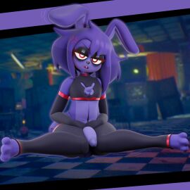 1:1 3d_(artwork) anthro armwear big_penis bonnie_(fnaf) buckteeth chest_tuft clothing crop_top cross-popping_vein digital_media_(artwork) elbow_gloves erection femboy five_nights_at_freddy's genitals gloves handwear hi_res humanoid_genitalia humanoid_penis jordevoir_(artist) lagomorph legwear leporid male mammal open_mouth penis rabbit red_eyes scottgames shirt sitting solo teeth thick_thighs thigh_highs topwear tuft wide_hips