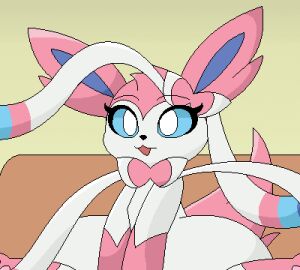 animated blush eeveelution female feral feral_penetrated generation_6_pokemon headpat low_res milkis2000 nintendo oral penetration pokemon pokemon_(species) pussy solo sylveon vaginal_penetration zoophilia