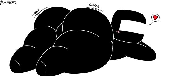 2024 artist_name artist_signature ass backsack balls ballsack big_ass bit.trip black_suit blush commandervideo heart jiggle looking_at_viewer looking_back lying lying_on_stomach male motion_lines nub_feet plump_ass ready_to_fuck thick_thighs wobble woodsglue