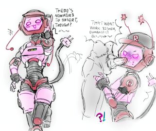 :3 angry anon backalleyman forsaken_(roblox) no_genitals penis_on_face roblox robot robot_girl sad_face sketch surprised teasing veeronica veeronica_(forsaken)