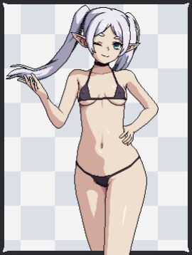 ass big_ass big_breasts big_butt big_thighs big_titties bikini breasts curvaceous curvaceous_female curvaceous_figure curvy curvy_figure curvy_hips female female_focus female_only frieren long_hair pixel_art seiko093 sousou_no_frieren twintails white_hair