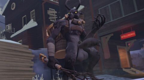 1boy animal_ears bandaged_arm bandaged_leg bandages blurry building city feline female fingerless_gloves gloves hat holding holding_sword holding_weapon indoors lantern male male_focus navel night ninja outdoors sarashi scarf sign solo standing sword weapon