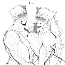 1girls 2boys baimonbluewhale beard big_breasts bisexual bisexual_male blush breasts deadpool deadpool_&_wolverine_(2024) docking dual_persona female genderswap genderswap_(mtf) hairy hairy_arms heart-shaped_pupils james_howlett large_breasts large_pectorals logan_(x-men) long_hair male marvel marvel_comics muscular muscular_female muscular_male pectorals rule_63 shirt short_hair tank_top very_long_hair wolverine_(x-men) x-men