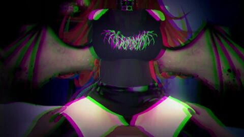 animated black_legwear black_panties black_screen_roulette bouncing_breasts choker cowgirl_position dragon_girl dragon_horns dragon_humanoid dragon_tail dragon_wings exposed_shoulders large_breasts leather long_hair music orange_eyes panties_aside red_hair sex skirt_lift spiked_collar tagme video wallet_chain wickafterdark wings zentreya