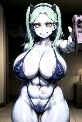 1girls abs ai_generated animated athletic big_breasts breasts cyberpunk:_edgerunners female fit green_hair huge_breasts long_hair looking_at_viewer musclegut muscular rebecca_(edgerunners) reficulsenpai tagme