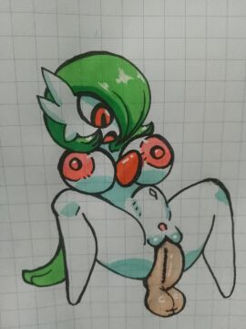 1girls areolae breasts disembodied_penis female game_freak gardevoir graph_paper green_hair hands_on_floor huge_breasts looking_down male nipples open_mouth penetration penis penis_bulge penis_in_pussy pokemon pokemon_(species) pussy red_eyes reverse_cowgirl_position short_hair simple_background spread_legs thatartistann vagina vaginal_penetration white_body