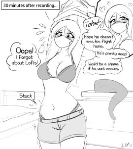 1girls after_sex alexbreecooper anus artist_signature ass bikini blush blush_lines blushing bra breasts clothing comic dialogue dildo female greyscale large_dildo lingerie lingerie_only lofis male masked partially_clothed pussy real_person sex_toy shorts