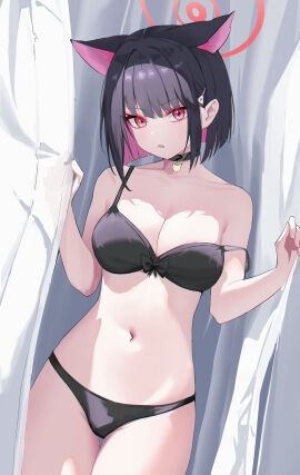 1girls absurd_res absurdres animal_ears bare_arms bare_belly bare_chest bare_hands bare_hips bare_legs bare_midriff bare_navel bare_shoulders bare_skin bare_thighs belly belly_button big_breasts bikini bikini_bottom bikini_only bikini_top black-haired_female black_bikini black_bikini_bottom black_bikini_only black_bikini_top black_choker black_hair black_string_bikini black_swimsuit black_swimwear blue_archive bowl breasts busty busty_female busty_teenager cat_ears choker cleavage collarbone covered_nipples curtains curvaceous_teenager curvy curvy_body curvy_female curvy_figure curvy_hips dot_nose elbows exposed exposed_arms exposed_belly exposed_legs exposed_midriff exposed_shoulders exposed_thighs eyebrows_visible_through_hair female female_only fingernails fingers front-tie_bikini front-tie_bikini_top front-tie_top frown frown_eyebrows frowning frowning_at_viewer groin halo head_tilt high_resolution high_school_student highres hourglass_figure kazusa_(blue_archive) large_breasts lean_figure legs legs_closed legs_together light-skinned_female light_skin lishu_(2013547716) looking_at_viewer medium_hair multicolored_hair narrow_waist navel open_mouth pale-skinned_female pale_skin parted_lips pink-haired_female pink_hair red-eyed_female red_eyes red_halo schoolgirl short_hair shoulders slender_body slender_waist slim_female slim_waist smooth_skin solo standing string_bikini swimsuit swimwear teenage_female teenager thick_thighs thigh_gap thighs thin_waist tilted_head upper_body v-line wide_hips