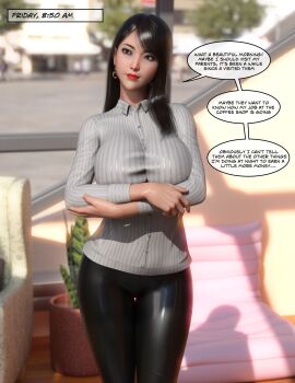 1girls 3d 3dglamlife big_breasts black_hair breasts busty curvaceous curvy curvy_body curvy_female curvy_figure english english_text female original original_character text voluptuous