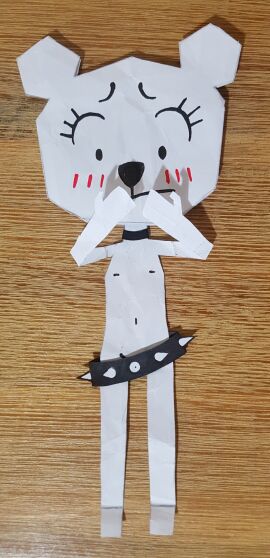 1girls bear bear_girl blush cartoon_network choker embarrassed embarrassed_nude_female female humanoid looking_at_self nude nude_female origami paper papers photo_(medium) solo tagme tawog teri_(tawog) the_amazing_world_of_gumball traditional_media_(artwork) white_body