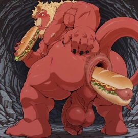 1boy ai_generated anal anal_gape anal_insertion anal_sex anus ass bara barazoku big_anus big_ass big_butt demon eating food food_dildo food_in_ass food_insertion food_play from_behind gape gaping gaping_anus gardie_(otukimi) male male_only muscle muscles muscular muscular_male rectum sandwich sandwich_(food) solo squatting stable_diffusion submarine_sandwich tagme video wan2.5