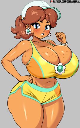 1girls 2025 2d 2d_(artwork) 2d_artwork arm_up ass barely_clothed barely_contained barely_contained_breasts big_ass big_breasts big_butt big_thighs bimbo blue_eyes blush bracelet breast_focus breasts brown_hair bubble_butt butt coldarsenal dolphin_shorts ear_piercing earrings eyelashes female female_only freckles freckles_on_breasts freckles_on_face gigantic_breasts gigantic_thighs glistening glistening_body glistening_breasts glistening_skin hand_on_hip hat huge_ass huge_breasts huge_butt huge_thighs hyper hyper_breasts large_ass large_breasts large_butt large_thighs long_hair looking_at_viewer mario_(series) mario_kart_world nintendo pony_tail ponytail ponytail_female princess_daisy princess_daisy_(swimwear) shiny_ass shiny_breasts shiny_butt shiny_hair shiny_skin solo solo_female solo_focus sweat sweating swimsuit swimwear tanned tanned_female tanned_skin thighs