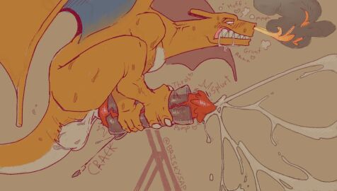 anthro autofootjob balls big_penis blush breeding_mount briskysap broken_sex_toy charizard claws clenched_teeth cum cumming cumshot dragon drool excessive_cum from_behind furry huge_cock knot knotted_penis knotting male male_only masturbation mounting muscular penis pokemon rolling_eyes saliva sex_toy solo spit sweat sweatdrop sweating tail teeth text wings