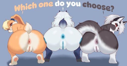ass ass_focus asshole big_ass female furry helluva_boss kindred league_of_legends lola_bunny loona_(helluva_boss) looney_tunes multiple_females multiple_girls presenting presenting_anus presenting_hindquarters presenting_pussy pussy
