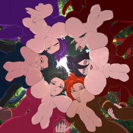 6girls artist_request athletic athletic_female black_hair blue_eyes breast_squish breasts brown_fur character_request cleavage cleavage_cutout dark_green_fur dark_green_hair dragon_ball dragon_ball_gt dragon_ball_super exposed_torso eyeglasses female female_focus female_only female_saiyan fur glasses green_eyes green_fur green_hair haplorhine large_breasts looking_at_viewer looking_down looking_up_pov loremasx_artist mole mole_on_cheek mole_under_eye monkey monkey_girl monkey_tail multiple_females multiple_girls muscular muscular_female necklace orange_eyes orange_hair pink_fur pov pov_eye_contact primate purple_eyes purple_fur purple_hair red_eyes red_fur saiyan saiyan_female saiyan_tail scar smile smiling smiling_at_viewer squished_breasts super_saiyan super_saiyan_4 tail tomboy tribal tribal_necklace tummy unknown_artist wink winking winking_at_viewer yellow_eyes