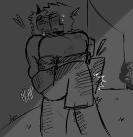 007n7_(forsaken) 2boys animated background_character blush carrying_partner demon_horns drooling duo_focus forsaken_(roblox) gay gif guest_1337_(forsaken) guest_1337_(the_last_guest) hairy_arms hairy_legs hairy_male hidden_penis john_doe_(forsaken) johndgoonmaster male male/male male_only masturbating_while_watching naked no_color onomatopoeia roblox roblox_game robloxian scarred scarred_body self_upload stand_and_carry_position standing sweat tagme voyeur voyeurism