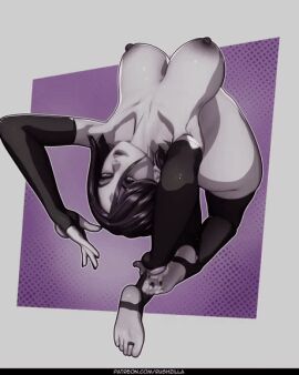 1girls 3d 4:5 animated ass big_ass big_breasts breasts dc dc_comics female female_only floating goth grey_skin leggings no_sound pussy rachel_roth raven_(dc) rushzilla solo tagme teen_titans thick_thighs turntable_(animation) vertical_video