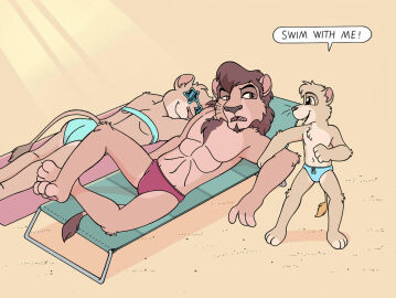 1girls 2boys age_difference anthro ass barefoot beach bikini bulge daddy dark-skinned_male dark_skin dilf father_and_son female male mommy muscular muscular_male navel shirtless shirtless_male size_difference smooth_skin smooth_skinned_male son speedo speedo_only sprucehammer topless topless_male