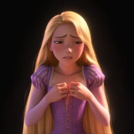 accurate_art_style ai_generated animated blonde_hair breasts disney dress embarrassed exposed_breasts exposed_nipples looking_at_viewer nipples pulling_clothing pulling_own_clothes rapunzel rapunzel_(tangled) simple_background tagme tangled undressing video worried wrist_grab
