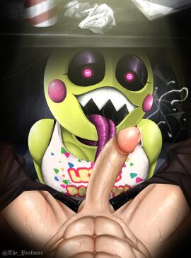 1girls animatronic animatronic_female blowjob blowjob_pov chicken chicken_girl ejaculation female five_nights_at_freddy's five_nights_at_freddy's_2 fnaf jeremy_fitzgerald male male_pov metal_tongue phasianid pov robot robot_girl scottgames straight the_profaner toy_chica_(fnaf) yellow yellow_skin