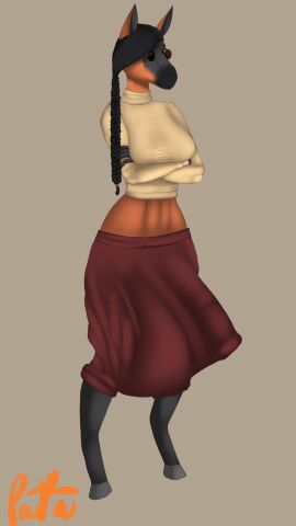 abstract_background anthro balls balls_outline big_bulge biped braided_hair bulge clothing crimsoncolored detailed_bulge equid equine futa_anthro futanari genital_outline hair hi_res hooves horse huge_bulge hyper hyper_bulge intersex intersex_anthro mammal mila_(crimsoncolored) penis penis_outline solo sweater topwear turtleneck unguligrade unguligrade_anthro