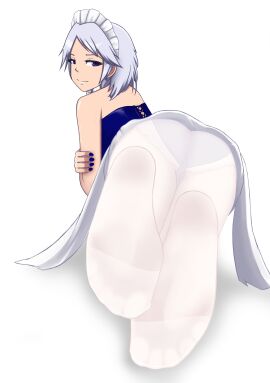 ass feet female foot_fetish foot_focus maid originxyz pantyhose sakuya_izayoi socks soles stockings tagme touhou white_hair white_stockings