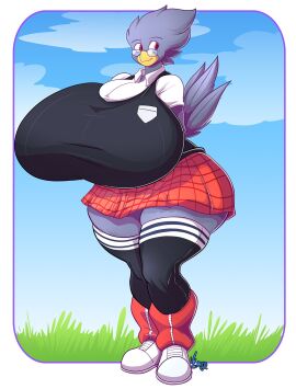 bird breasts busty_bird corvus_(genus) female huge_ass huge_breasts hyper hyper_ass hyper_breasts school_uniform schoolgirl thick_thighs wide_hips