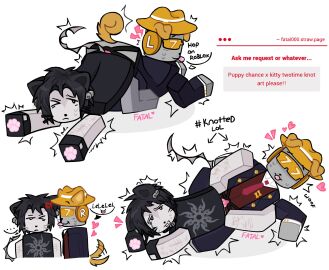 2boys bark barking blocky_body chance_(forsaken) cuts dog_chance_(forsaken) doggy_style fatal_(artist) forsaken_(roblox) gay hat kitty_cat_two_time knotted_dildo knotting male male_only motion_lines official_alternate_costume paw_beans paws pegging request roblox roblox_game robloxian selfharm_scars strap strap-on strapon strawpage_request tagme tagme_(artist) tail tail_wag tail_wagging text two_time wagging_tail yellow_fur yellow_hat