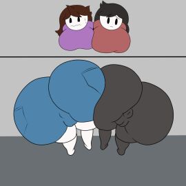 2girls anal animated ass ass_bigger_than_body ass_bigger_than_head bad_anatomy big_ass big_butt female female_only gaping_anus gaping_pussy jaiden jaiden_animations jaidens_mom mother_and_daughter multiple_females multiple_girls pantsless penetration pussy scarecorrode shorter_than_30_seconds stuck_in_wall taking_turns