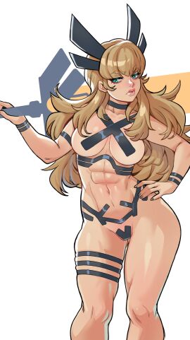 1girls 2d abs ass big_breasts blonde_hair blue_eyes breasts covered_nipples covered_pussy female greenhelldraws greenmarine hand_on_hip long_hair looking_to_the_side magik_(illyana_rasputin) magik_(marvel_rivals) marvel marvel_comics marvel_rivals muscular partially_clothed pussy solo soulsword standing sword thighs toned underboob x-men