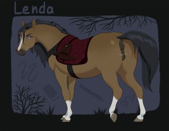 2025 anatomically_correct anatomically_correct_genitalia anatomically_correct_pussy anatomically_correct_vulva animal_genitalia animal_pussy animal_vulva anus ass black_anus black_pussy black_vulva blue_eyes digital_drawing_(artwork) digital_media_(artwork) dock_(anatomy) equid equine equine_anus equine_genitalia equine_pussy equine_vulva eyebrows eyelashes female feral genitals horse jaribka lenda_(ponjara) looking_back mammal mane markings outside pussy quadruped raised_tail rear_view saddle scar solo tail tail_anus vulva white_markings