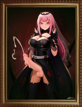 1futa balls bangs big_breasts bottomless breasts clothed clothing cum cumshot dress ejaculation erection futa_only futanari hi_res hololive hololive_english hololive_myth huge_breasts huge_cock human intersex light-skinned_futa light_skin long_hair masturbation mori_calliope mostly_clothed penis picture_frame pink_eyes pink_hair rezodwel smile solo standing thighhighs uncensored virtual_youtuber