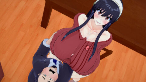 1boy 1girls 3d alternate_breast_size big_breasts brainwashing breasts cuckold female human male murdoch_swan spy_x_family yor_briar yor_forger