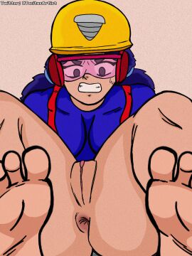 anus anus_peek ass big_ass brawl_stars confusion feet female female_only jacky_(brawl_stars) pussy pussy_lips pussy_peek wide_hips