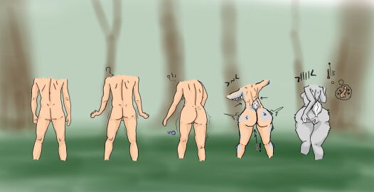 anthro anus ass ass_growth big_ass big_butt bodily_fluids breast_growth breasts buncow emoticon female gender_transformation genital_fluids genitals growth heat_(temperature) hi_res lagomorph leporid male mammal mtf_transformation penis pussy rabbit small_breasts solo spread_pussy spreading thick_thighs thought_bubble transformation vaginal_fluids wide_hips